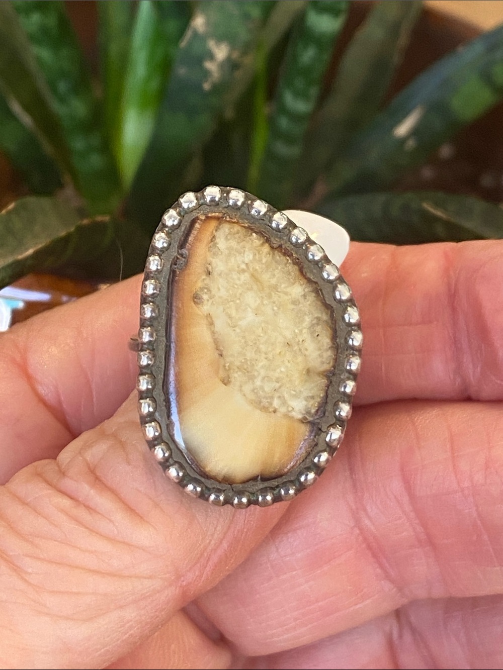 Handmade Bone Fossil Sterling Silver Ring
